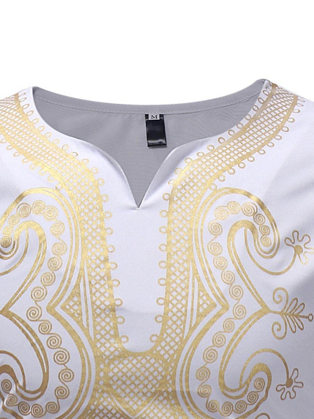 Camisetas Masculinas Casuais Moda Africana Dashiki Com Decote Em V