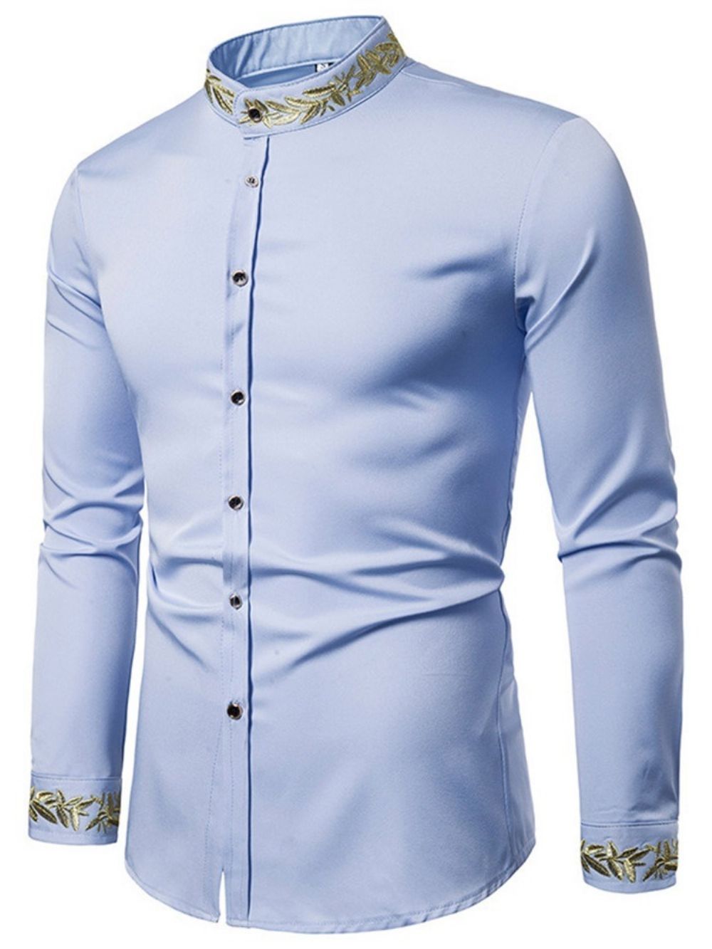 Gola De Pé Casual Bordado Primavera Camisa Trespassada