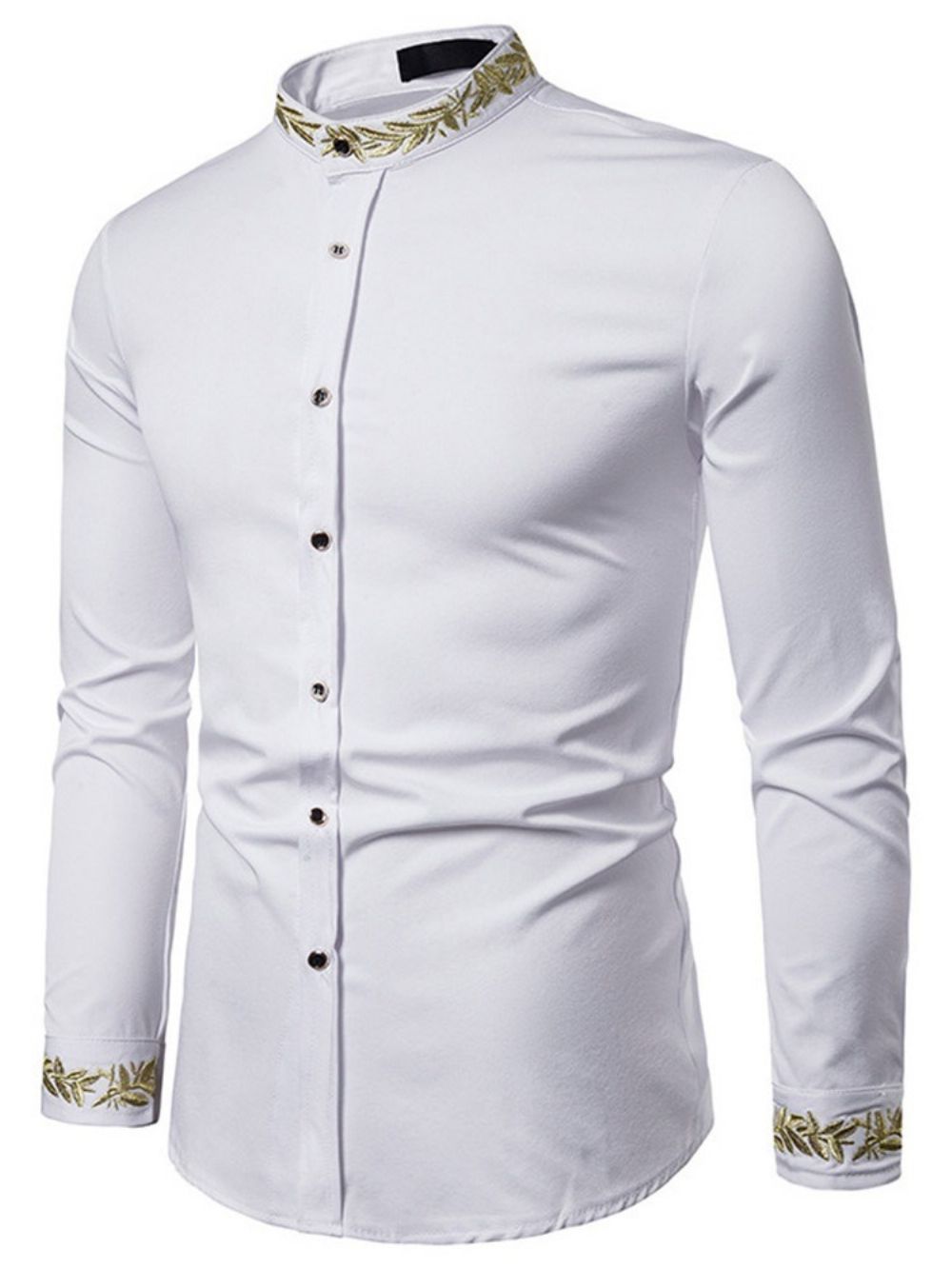 Gola De Pé Casual Bordado Primavera Camisa Trespassada