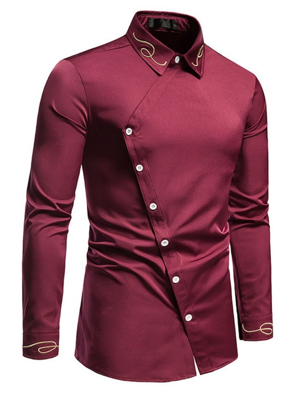 Ol Camisa Masculina Slim Lapela Assimétrica