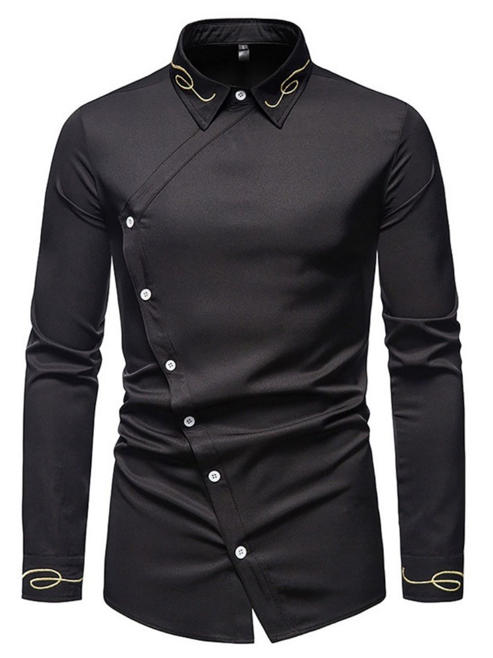 Ol Camisa Masculina Slim Lapela Assimétrica