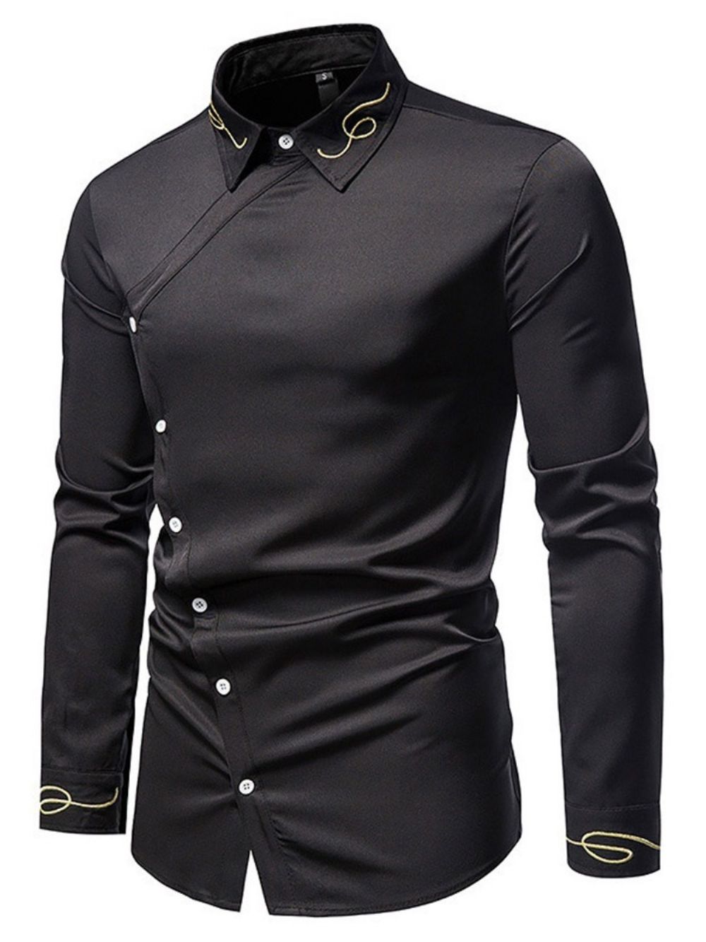 Ol Camisa Masculina Slim Lapela Assimétrica