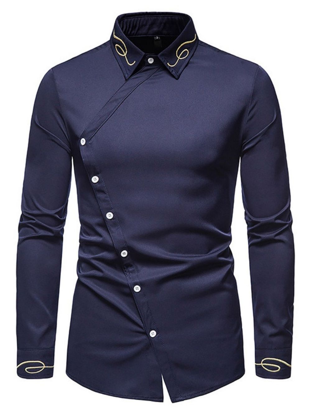 Ol Camisa Masculina Slim Lapela Assimétrica