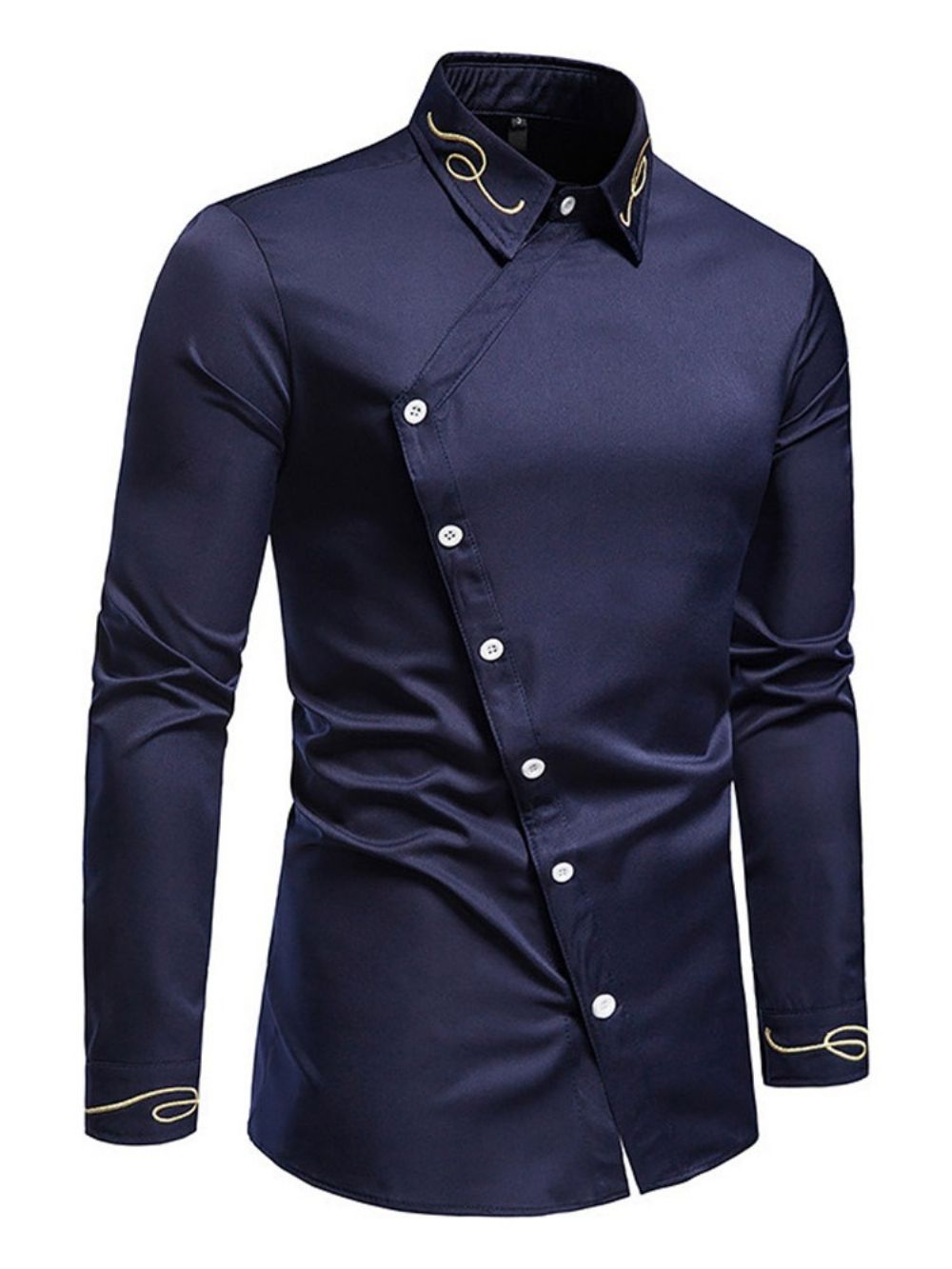 Ol Camisa Masculina Slim Lapela Assimétrica