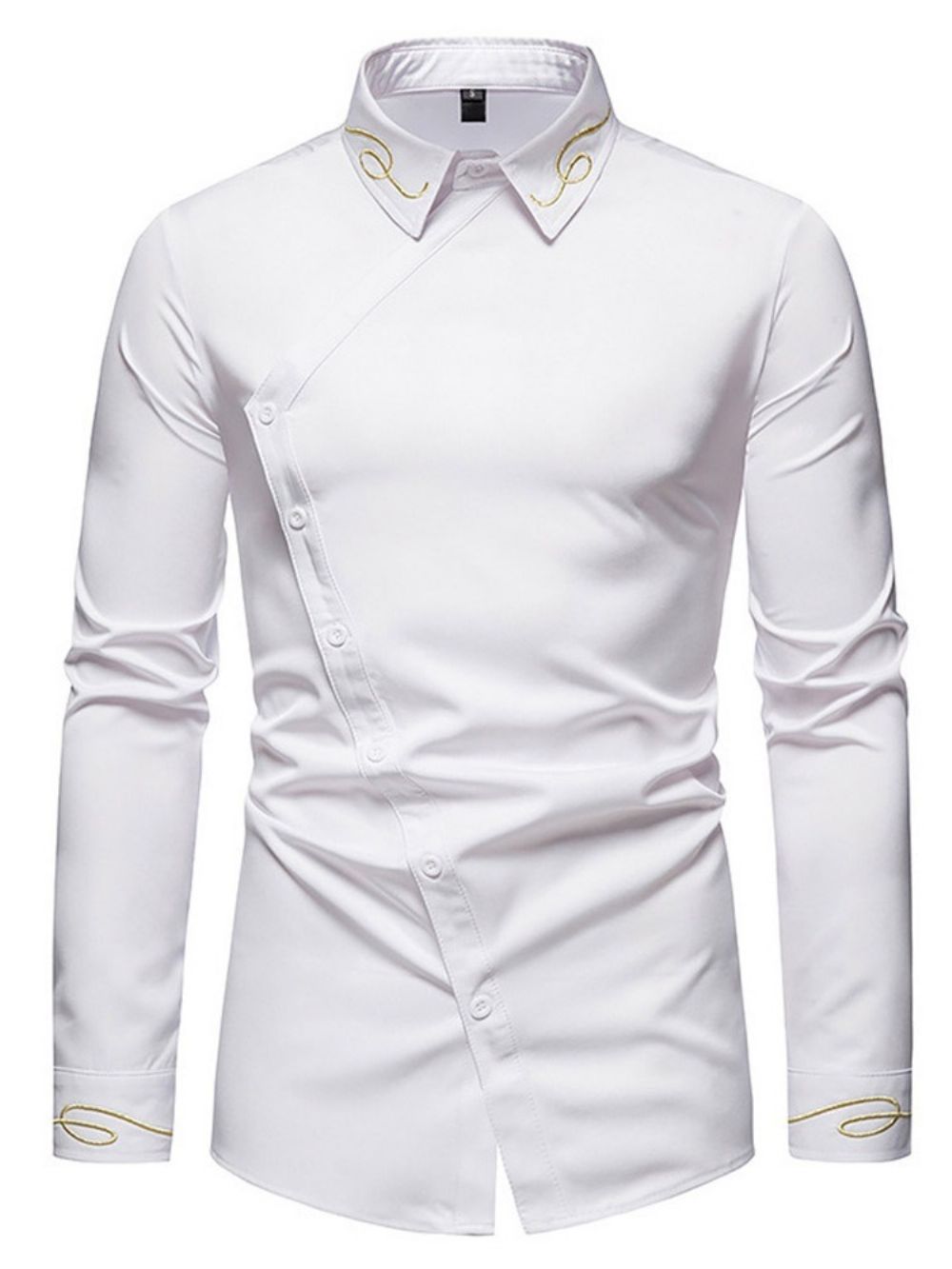 Ol Camisa Masculina Slim Lapela Assimétrica