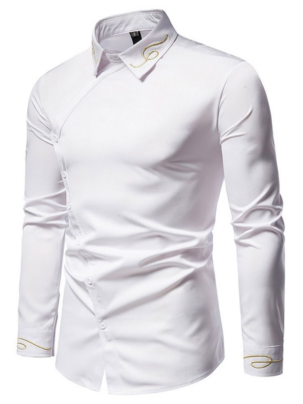 Ol Camisa Masculina Slim Lapela Assimétrica