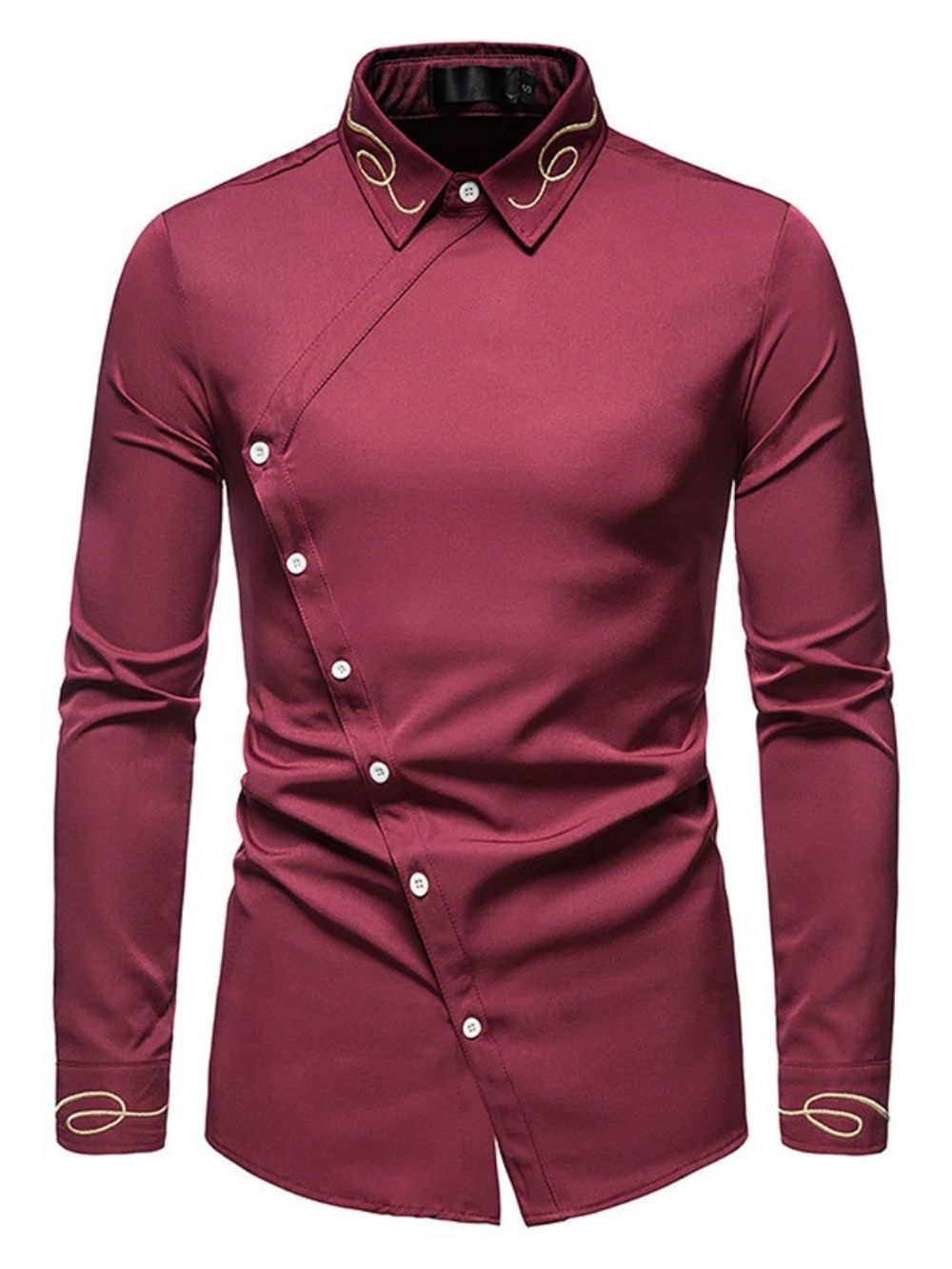 Ol Camisa Masculina Slim Lapela Assimétrica