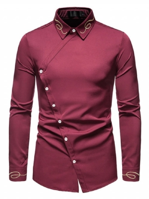 Ol Camisa Masculina Slim Lapela Assimétrica