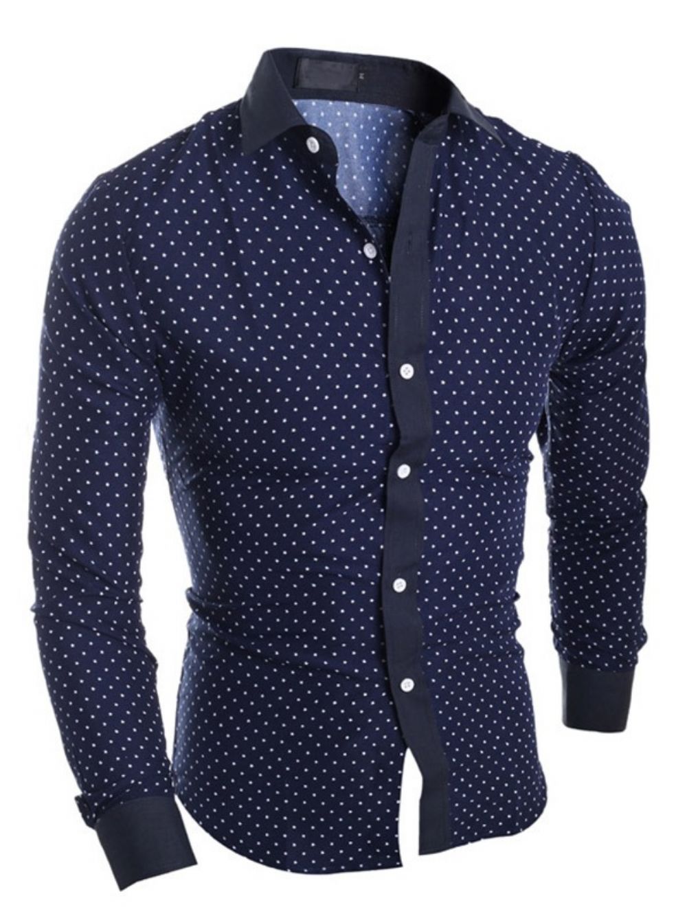 Roupas Masculinas Bolinhas Estampado Estrela Estampado Camisa Slim Fit