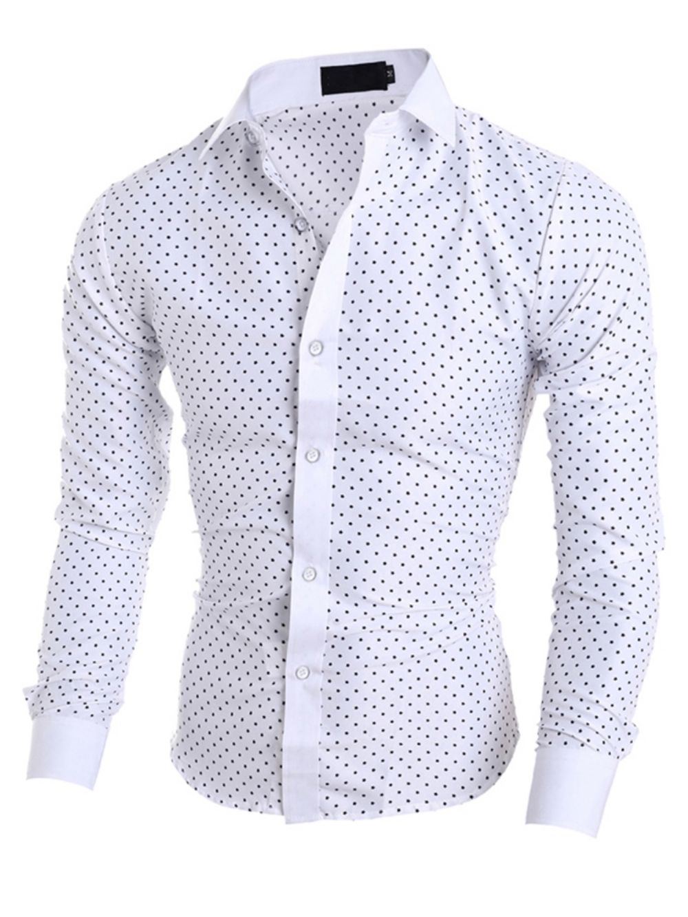 Roupas Masculinas Bolinhas Estampado Estrela Estampado Camisa Slim Fit