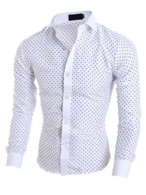 Roupas Masculinas Bolinhas Estampado Estrela Estampado Camisa Slim Fit